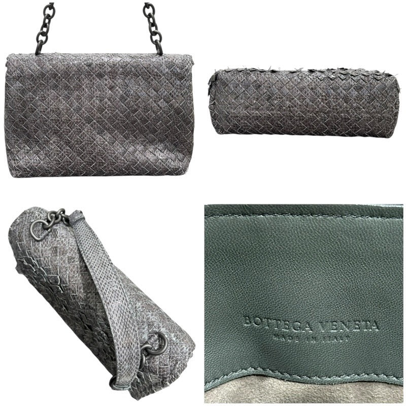ボッテガ・ヴェネタ BOTTEGA VENETA パイソンイントレチャートワンショルダー グレー パイソン レディース ショルダーバッグ
