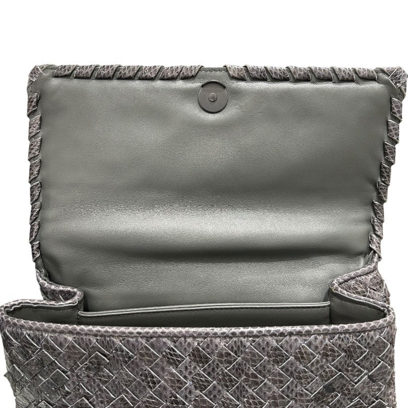 ボッテガ・ヴェネタ BOTTEGA VENETA パイソンイントレチャートワンショルダー グレー パイソン レディース ショルダーバッグ