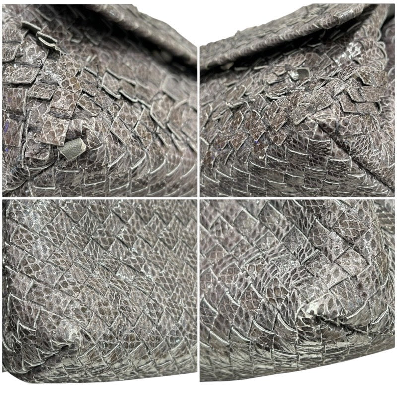 ボッテガ・ヴェネタ BOTTEGA VENETA パイソンイントレチャートワンショルダー グレー パイソン レディース ショルダーバッグ