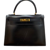 エルメス HERMES ケリー28 外縫い 〇Q刻印 ボックスカーフ ゴールド金具 ボックスカーフ レディース ショルダーバッグ