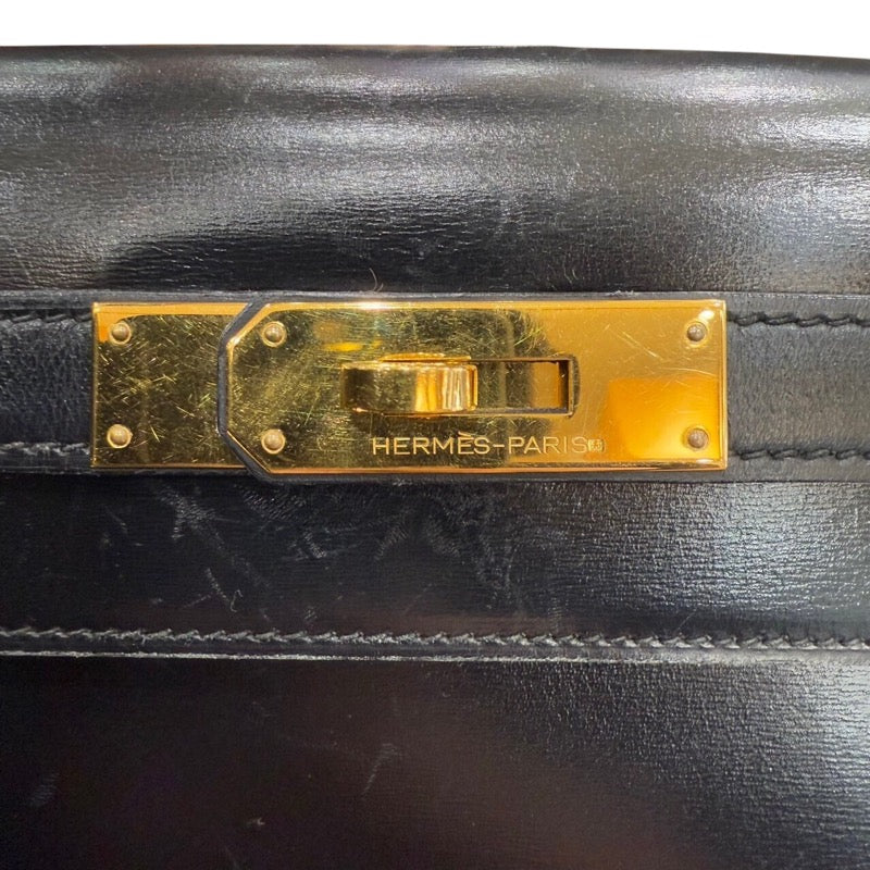 エルメス HERMES ケリー28 外縫い 〇Q刻印 ボックスカーフ ゴールド金具 ボックスカーフ レディース ショルダーバッグ