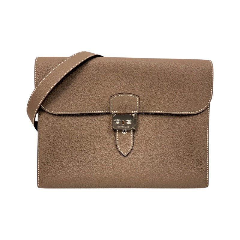 エルメス HERMES サックアデペッシュ メッセンジャー B刻 エトゥープ シルバー金具 トゴ メンズ ショルダーバッグ