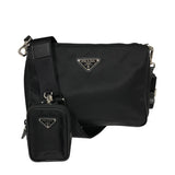 プラダ PRADA Re-Nylon サフィアーノショルダーバッグ 2VH113 ブラック ナイロン ナイロン/サフィアーノ レディース ショルダーバッグ