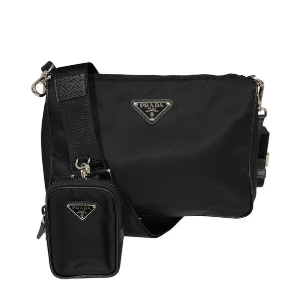 プラダ PRADA Re-Nylon サフィアーノショルダーバッグ 2VH113 ブラック ナイロン ナイロン/サフィアーノ レディース ショルダーバッグ