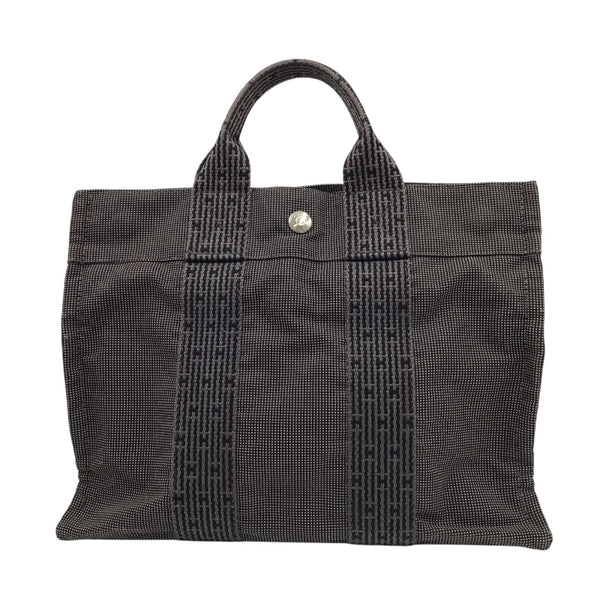 エルメス HERMES エールライントートPM グレー×SV金具 ナイロン/キャンバス レディース ハンドバッグ