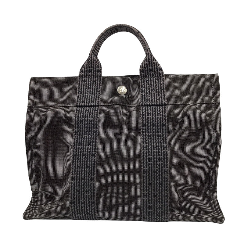 エルメス HERMES エールライントートPM グレー×SV金具 ナイロン/キャンバス レディース ハンドバッグ