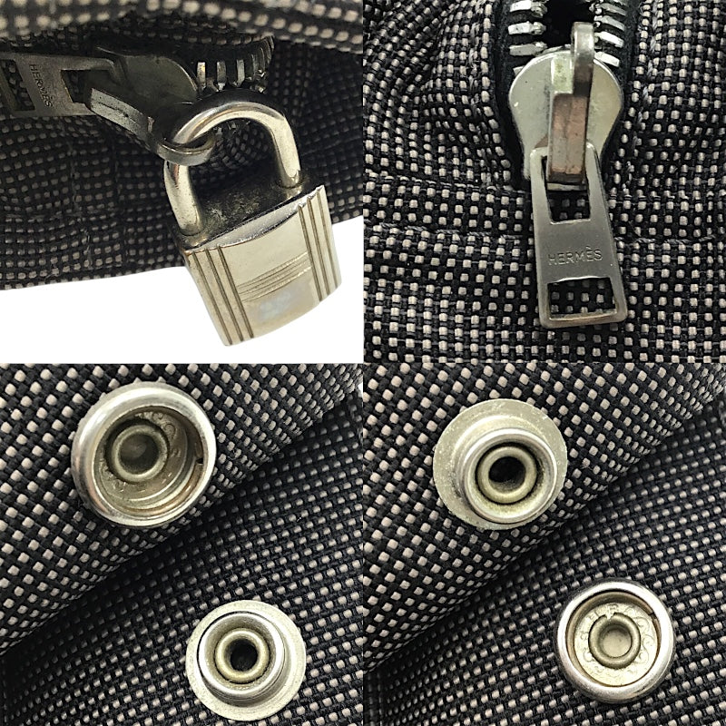 エルメス HERMES エールライントートPM グレー×SV金具 ナイロン/キャンバス レディース ハンドバッグ