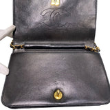 シャネル CHANEL フルフラップ チェーンショルダーバッグ ブラック ラム レディース ショルダーバッグ
