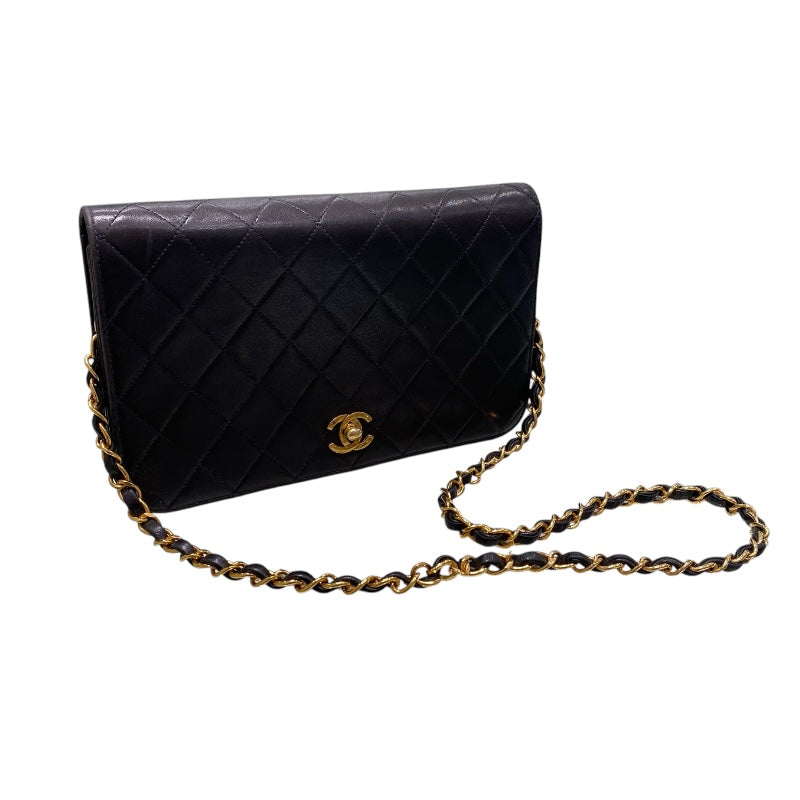 シャネル CHANEL フルフラップ チェーンショルダーバッグ ブラック ラム レディース ショルダーバッグ