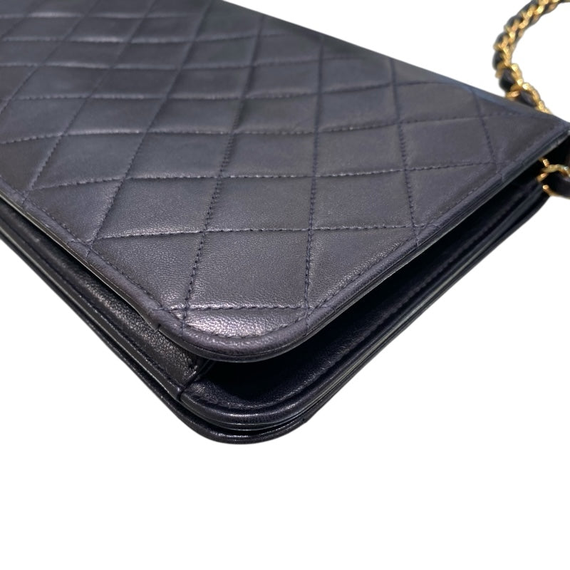シャネル CHANEL フルフラップ チェーンショルダーバッグ ブラック ラム レディース ショルダーバッグ