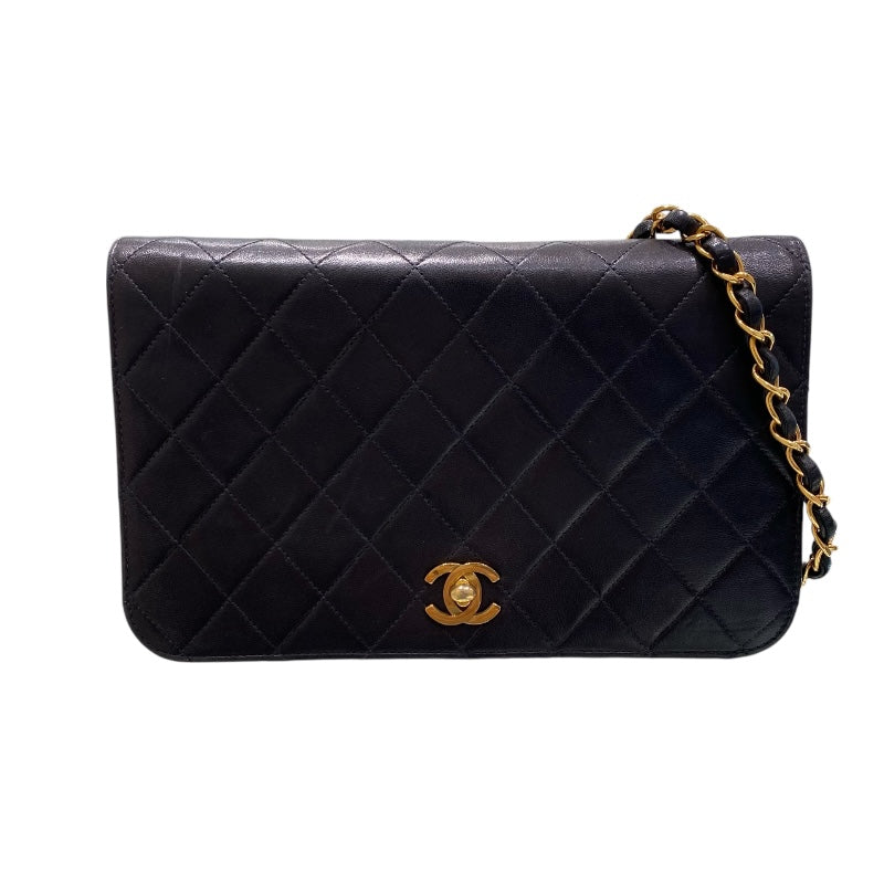 シャネル CHANEL フルフラップ チェーンショルダーバッグ ブラック ラム レディース ショルダーバッグ