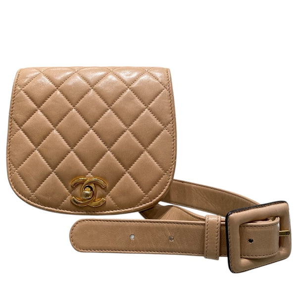シャネル CHANEL マトラッセ ベルトバッグ　　 ベージュ/GD金具 ラム レディース ボディバッグ