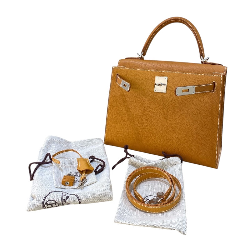 エルメス HERMES ケリー28 D刻 ナチュラルサブレ　シルバー金具 ヴァッシュリエジュ レディース ハンドバッグ