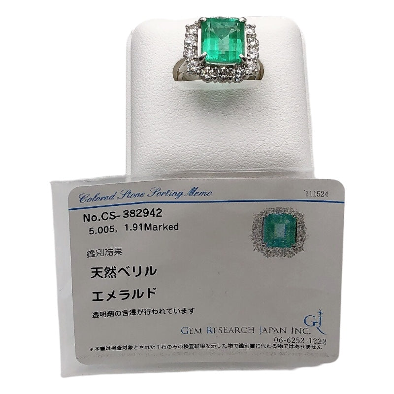 エメラルドリング Pt950プラチナ エメラルド　ダイヤモンド ジュエリー