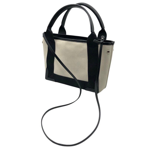 バレンシアガ BALENCIAGA ネイビーカバスXS 390346 アイボリー・ブラック キャンバス レディース ショルダーバッグ