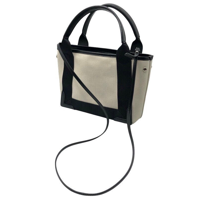 バレンシアガ BALENCIAGA ネイビーカバスXS 390346 アイボリー・ブラック キャンバス レディース ショルダーバッグ