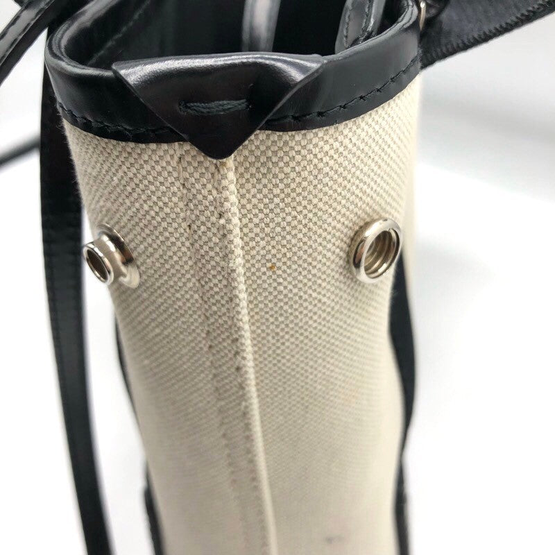 バレンシアガ BALENCIAGA ネイビーカバスXS 390346 アイボリー・ブラック キャンバス レディース ショルダーバッグ