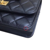 シャネル CHANEL 2.55ミニチェーンウォレット ブラック カーフ ヴィンテージカーフ レディース ショルダーバッグ