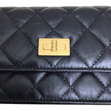 シャネル CHANEL 2.55ミニチェーンウォレット ブラック カーフ ヴィンテージカーフ レディース ショルダーバッグ