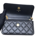 シャネル CHANEL 2.55ミニチェーンウォレット ブラック カーフ ヴィンテージカーフ レディース ショルダーバッグ