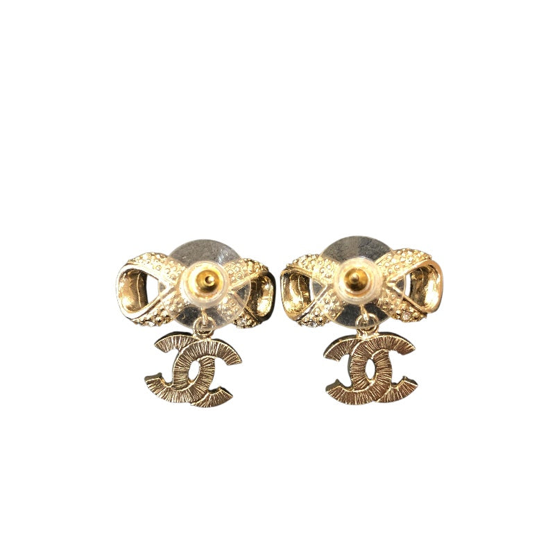 シャネル CHANEL ココマークリボンピアス シルバー メタル・ストラス アクセサリー
