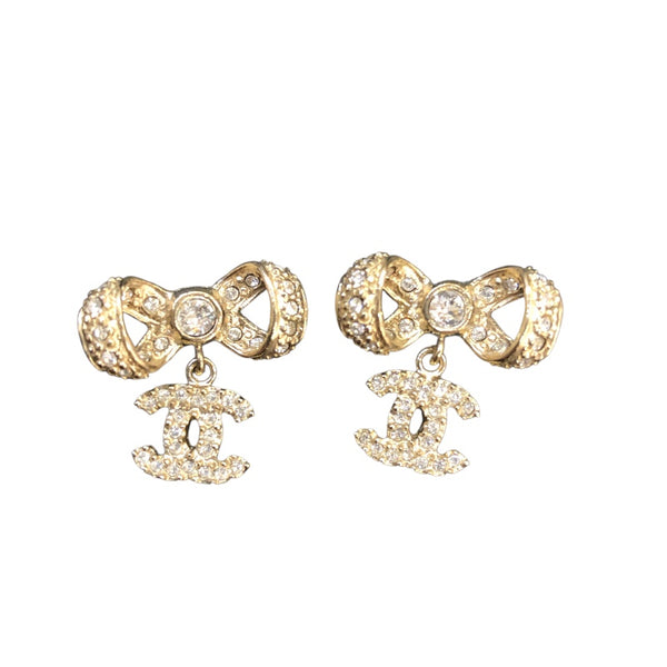 シャネル CHANEL ココマークリボンピアス シルバー メタル・ストラス アクセサリー
