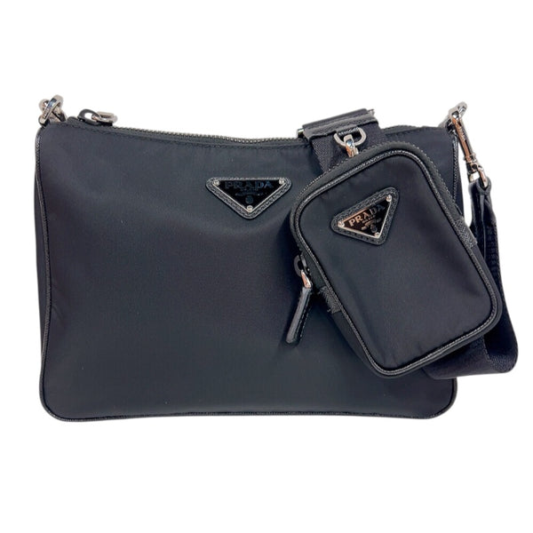 プラダ PRADA Re-Nylon サフィアーノショルダーバッグ 2VH113 ブラック　シルバー金具 ナイロン ユニセックス ショルダーバッグ