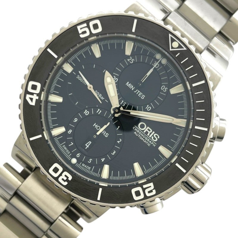 オリス ORIS アクイス クロノグラフ 017747654154-0782601PEB ブラック SS 自動巻き メンズ 腕時計
