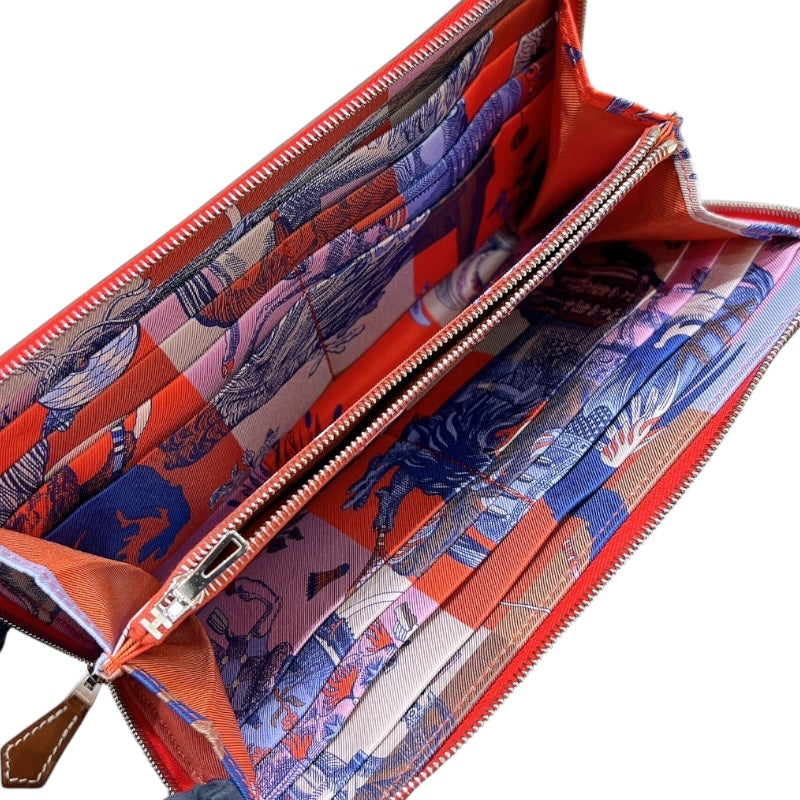 エルメス HERMES アザップロングシルクイン Z刻印 ローズジャイプール/ SV金具 エプソン レディース 長財布