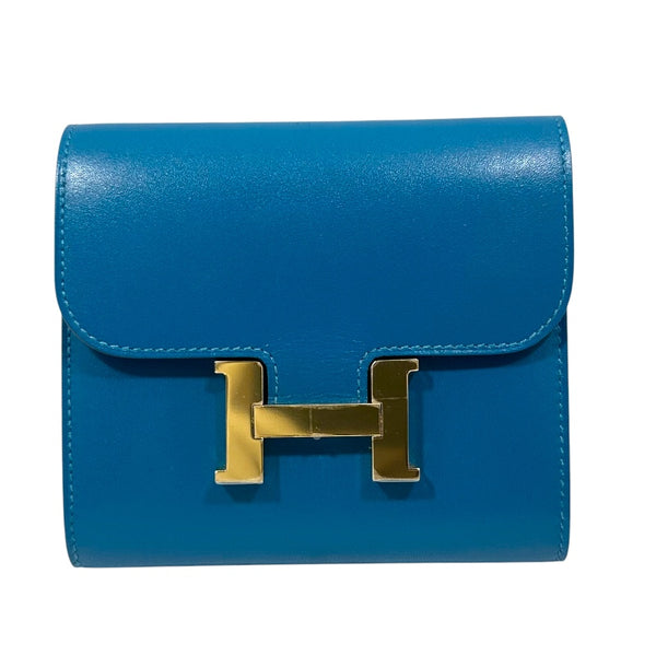 エルメス HERMES コンスタンスコンパクト A刻印 ブルーイズミール タデラクト レディース 二つ折り財布