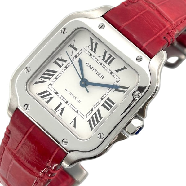 カルティエ Cartier サントス ドゥ カルティエ MM  WSSA0010 ホワイト SS/革ベルト レディース 腕時計