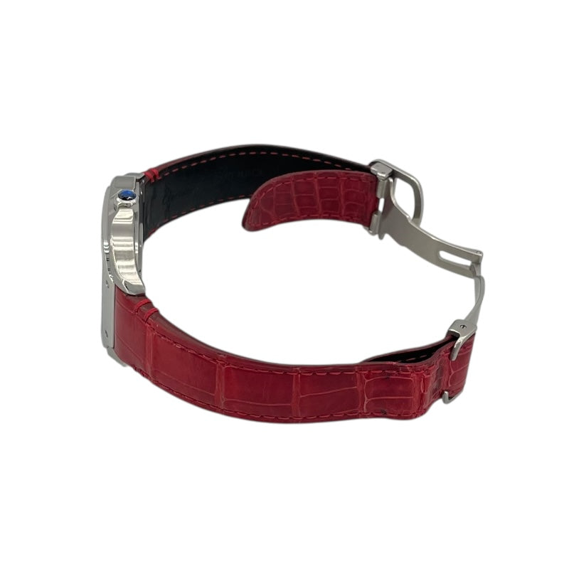 カルティエ Cartier サントス ドゥ カルティエ MM  WSSA0010 ホワイト SS/革ベルト レディース 腕時計