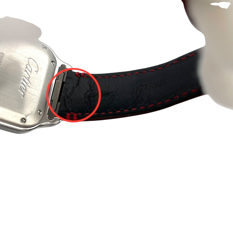 カルティエ Cartier サントス ドゥ カルティエ MM  WSSA0010 ホワイト SS/革ベルト レディース 腕時計