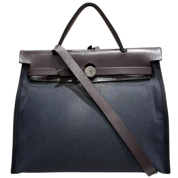 エルメス HERMES エールバッグジップPM ネイビー・エベーヌ トワル・バッシュハンター ユニセックス ショルダーバッグ