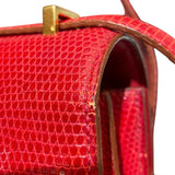エルメス HERMES コンスタンス3ミニ □O刻 ルージュモワイヤン　ゴールド金具 リザード レディース ショルダーバッグ