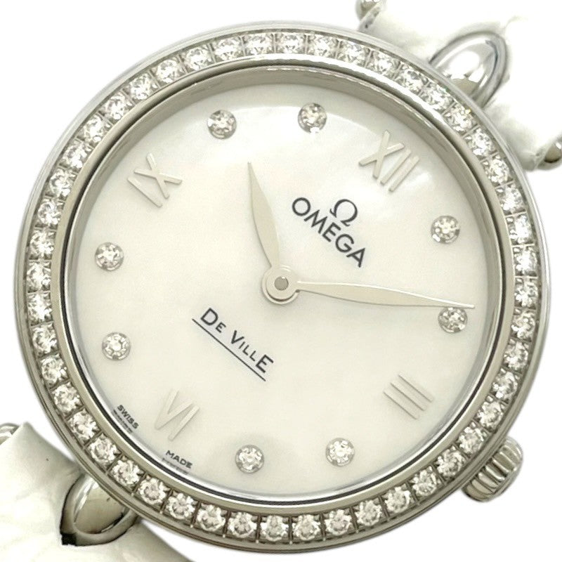 オメガ OMEGA デビル プレステージ デュードロップ ホワイトシェル 424.18.27.60.55.001 SS レディース 腕時計