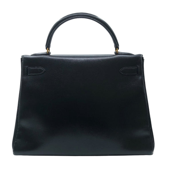 エルメス HERMES ケリー32 〇Z刻 ブラック　ゴールド金具 ボックスカーフ レディース ハンドバッグ