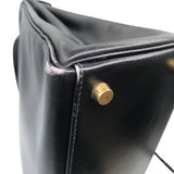 エルメス HERMES ケリー32 〇Z刻 ブラック　ゴールド金具 ボックスカーフ レディース ハンドバッグ