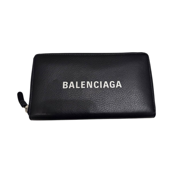 バレンシアガ BALENCIAGA エブリデイ　ロングジップウォレット ブラック レザー ユニセックス 長財布