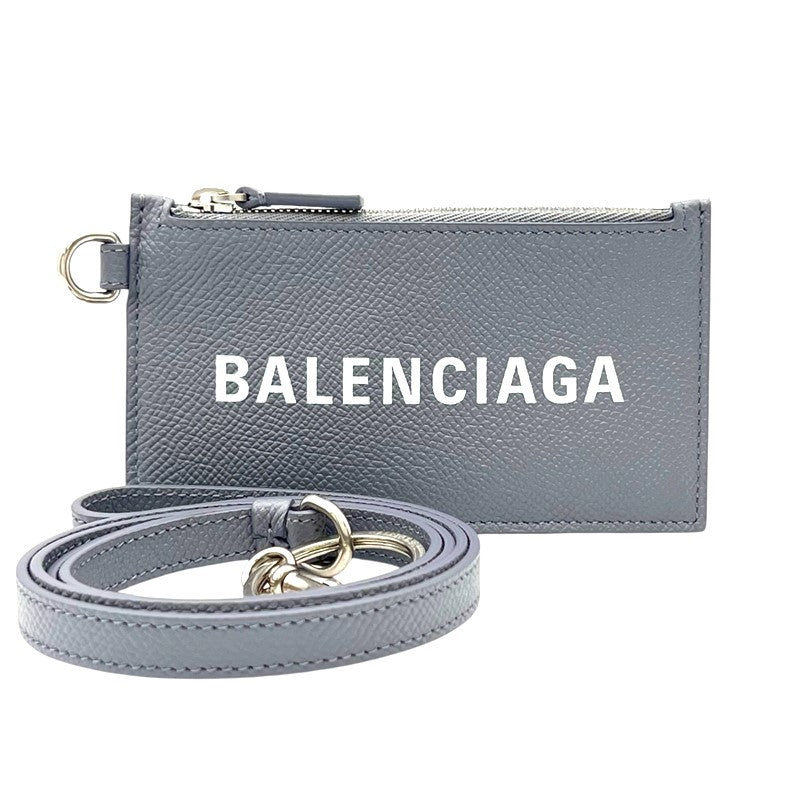 バレンシアガ BALENCIAGA キャッシュカードケース付きキーリング 594548 グレー  グレインレザー ユニセックス その他小物