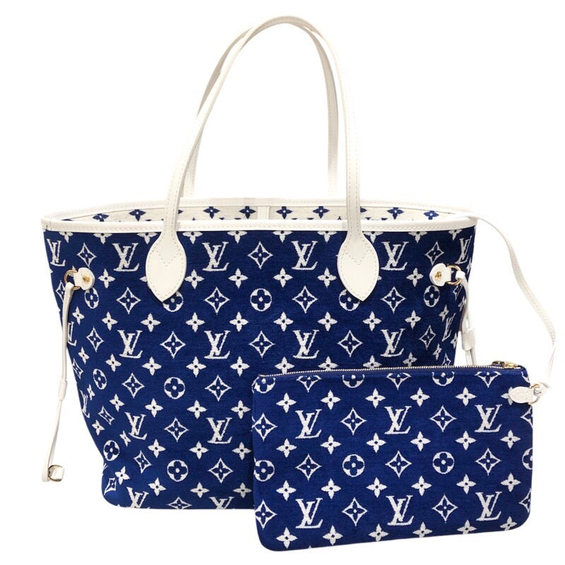 ルイ・ヴィトン LOUIS VUITTON ネヴァーフルMM  M46220 ブルー モノグラムジャガードベルベット ユニセックス ハンドバッグ