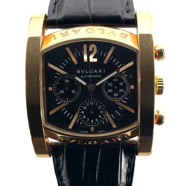 ブルガリ BVLGARI アショーマ クロノグラフ 世界199本限定　 AAP48GCH ブラック K18PG メンズ 腕時計