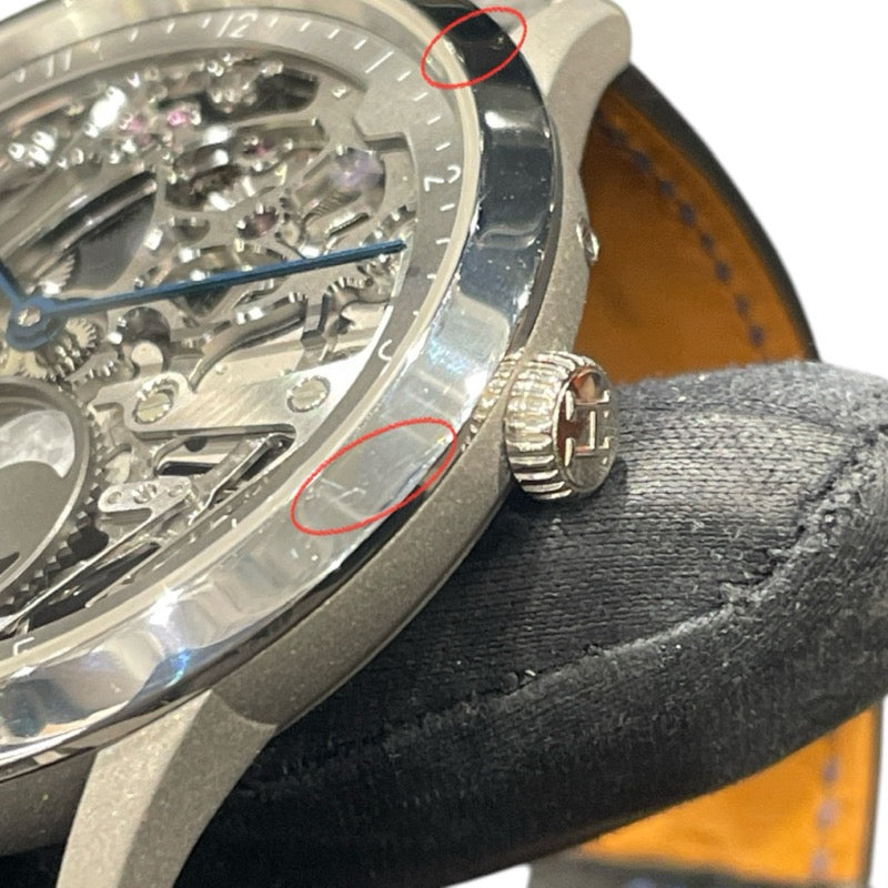 エルメス HERMES スリム ドゥ エルメス スクレット リュン W053606WW チタン/プラチナ/革 自動巻き メンズ 腕時計