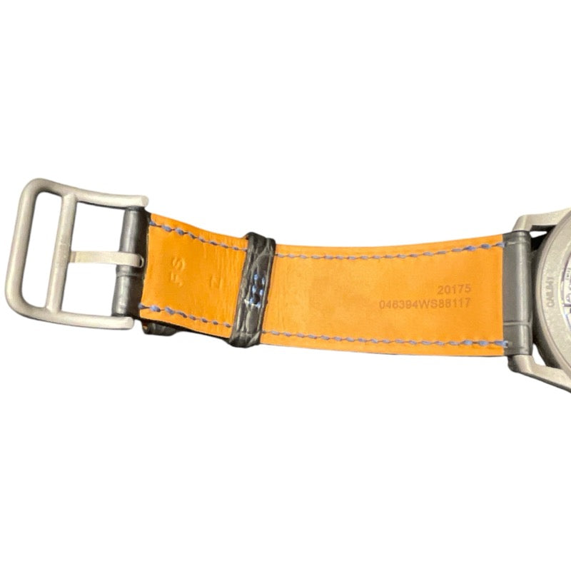 エルメス HERMES スリム ドゥ エルメス スクレット リュン W053606WW チタン/プラチナ/革 自動巻き メンズ 腕時計