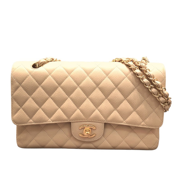 シャネル CHANEL マトラッセ25 A01112 ベージュ　ゴールド金具 キャビアスキン レディース ショルダーバッグ