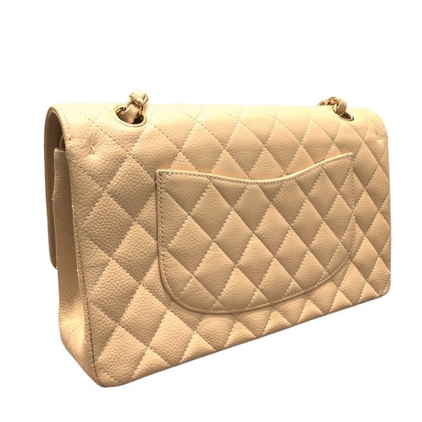 シャネル CHANEL マトラッセ25 A01112 ベージュ　ゴールド金具 キャビアスキン レディース ショルダーバッグ