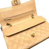 シャネル CHANEL マトラッセ25 A01112 ベージュ　ゴールド金具 キャビアスキン レディース ショルダーバッグ