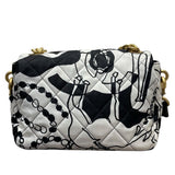 シャネル CHANEL ミニマトラッセトップハンドル ブラック・ホワイト　GD金具 ファブリック レディース ショルダーバッグ