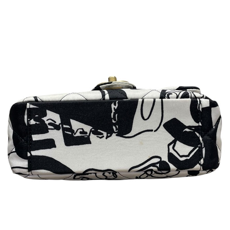 シャネル CHANEL ミニマトラッセトップハンドル ブラック・ホワイト　GD金具 ファブリック レディース ショルダーバッグ