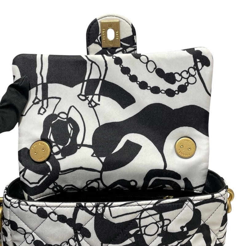 シャネル CHANEL ミニマトラッセトップハンドル ブラック・ホワイト　GD金具 ファブリック レディース ショルダーバッグ